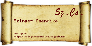 Szinger Csendike névjegykártya
